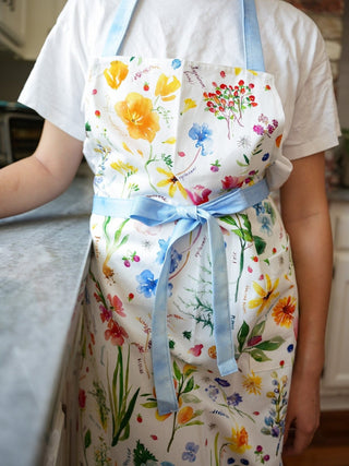Botanical Rainbow Floral Apron with Pocket. from Jean Choe Art & Design - Aprons