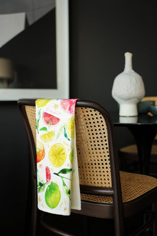 Citrus Party Tea Towel: Bright & Fresh Cotton Kitchen Towel from Jean Choe Art & Design - Kitchen & Tea Towels
