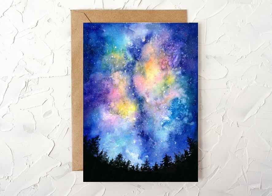 Into the Night 1 Greeting Card with Night Sky Galaxy Art – Jean Choe ...