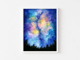 "Into the Night I" Watercolor Galaxy Print from Jean Choe Art & Design - Giclée