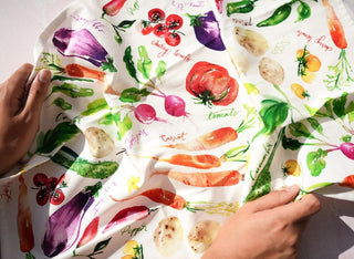 Vegetable Medley Tea Towel: Farm - to - Table Cotton Towel from Jean Choe Art & Design - Kitchen & Tea Towels
