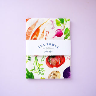 Vegetable Medley Tea Towel: Farm - to - Table Cotton Towel from Jean Choe Art & Design - Kitchen & Tea Towels