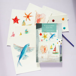 Watercolor Fun Kit: Seashores – Pre - Outlined Sea Life & Sailboats from Jean Choe Art & Design - Kits