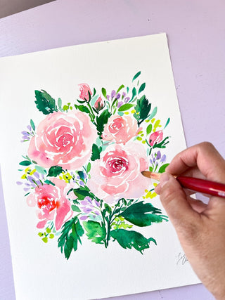 rose bouquet watercolor art from Jean Choe Art & Design -