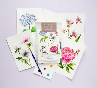 Watercolor Painting Kit: Florals 2, Beginner - Friendly DIY Watercolor Set from Jean Choe Art & Design - Kits