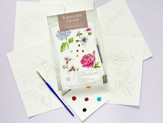 Watercolor Painting Kit: Florals 2, Beginner - Friendly DIY Watercolor Set from Jean Choe Art & Design - Kits