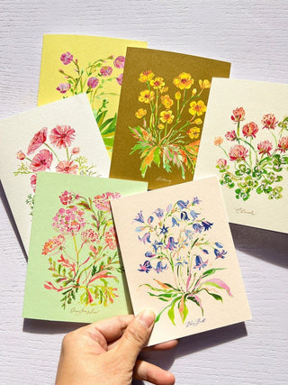 Wildflower Greeting Card Set: Assorted Pack of 6 from Jean Choe Art & Design - Blank Cards