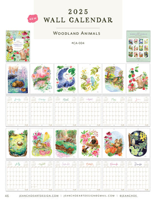 2026 Wall Calendar: Woodland Animals Monthly Calendar on Wall from Jean Choe Art & Design - Wall Calendars