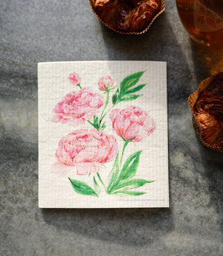 4 - Pack Garden Flowers Swedish Dishcloth: Washable Kitchen Cloths from Jean Choe Art & Design - Reusable Paper Towels