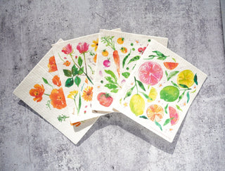4 - Pack Swedish Dishcloth: Reusable & Compostable Kitchen Cloths from Jean Choe Art & Design - Reusable Paper Towels