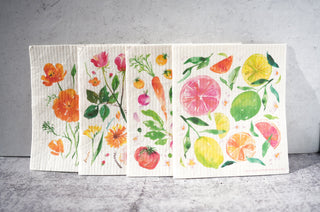 4 - Pack Swedish Dishcloth: Reusable & Compostable Kitchen Cloths from Jean Choe Art & Design - Reusable Paper Towels
