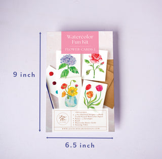 Flower Cards 1 Watercolor Fun Kit – Paint-Your-Own Greeting Cards