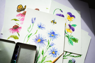 Pre-Outlined Wildflower Watercolor Practice Pages – Set of 7 Wildflower Designs on 300gsm Paper