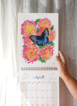 2027 Butterfly Wall Calendar (Nabi) – Watercolor Art Calendar