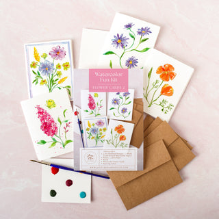 Flower Cards 2 Watercolor Fun Kit – Paint-Your-Own Greeting Cards
