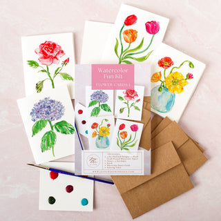 Flower Cards 1 Watercolor Fun Kit – Paint-Your-Own Greeting Cards
