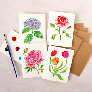 Flower Cards 1 Watercolor Fun Kit – Paint-Your-Own Greeting Cards
