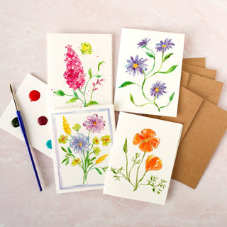 Flower Cards 2 Watercolor Fun Kit – Paint-Your-Own Greeting Cards