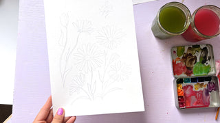 Pre-Outlined Wildflower Watercolor Practice Pages – Set of 7 Wildflower Designs on 300gsm Paper