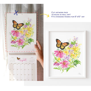 2027 Butterfly Wall Calendar (Nabi) – Watercolor Art Calendar