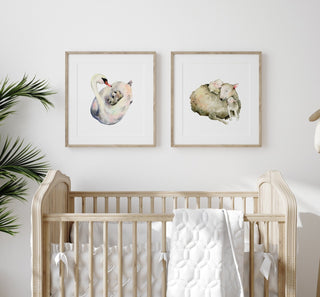 A Cozy Ride Swan Family Watercolor Art Print from Jean Choe Art & Design - Watercolor