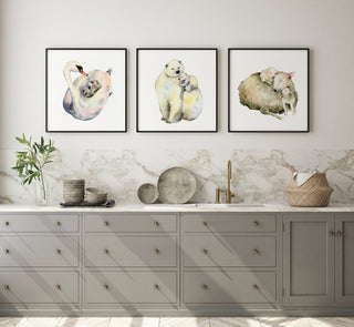 A Cozy Ride Swan Family Watercolor Art Print from Jean Choe Art & Design - Watercolor