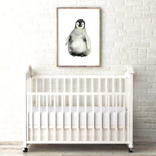 A Shy Hello – Baby Penguin Watercolor Print for Nursery & Animal Lovers from Jean Choe Art & Design - Giclée