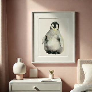 A Shy Hello – Baby Penguin Watercolor Print for Nursery & Animal Lovers from Jean Choe Art & Design - Giclée