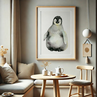 A Shy Hello – Baby Penguin Watercolor Print for Nursery & Animal Lovers from Jean Choe Art & Design - Giclée