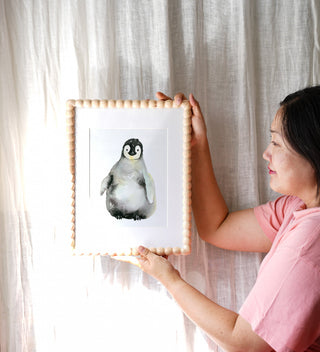 A Shy Hello (Original) with Turned Wood Frame from Jean Choe Art & Design - Watercolor