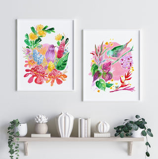 "Anthurium" Giclee Art Print: Tropical Bird Wall Art from Jean Choe Art & Design - Giclée
