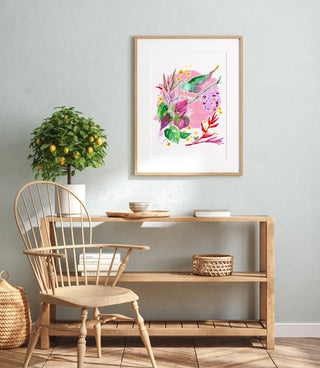 "Anthurium" Giclee Art Print: Tropical Bird Wall Art from Jean Choe Art & Design - Giclée