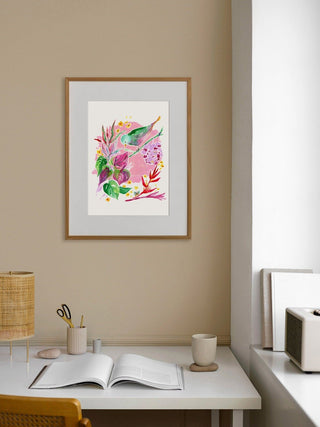 "Anthurium" Giclee Art Print: Tropical Bird Wall Art from Jean Choe Art & Design - Giclée