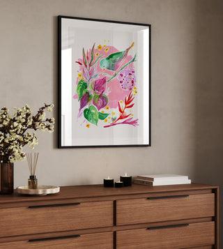 "Anthurium" Giclee Art Print: Tropical Bird Wall Art from Jean Choe Art & Design - Giclée