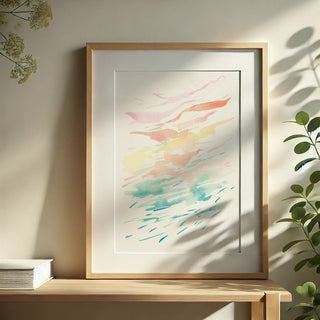 Awakening 2 Watercolor Art Print - Serene Abstract Sunrise from Jean Choe Art & Design - Giclée