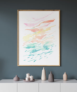 Awakening 2 Watercolor Art Print - Serene Abstract Sunrise from Jean Choe Art & Design - Giclée
