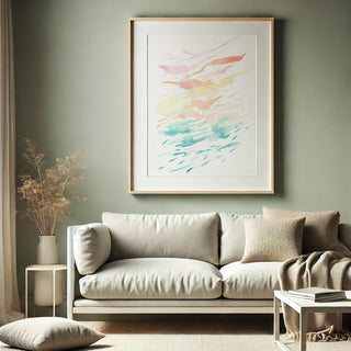 Awakening 2 Watercolor Art Print - Serene Abstract Sunrise from Jean Choe Art & Design - Giclée