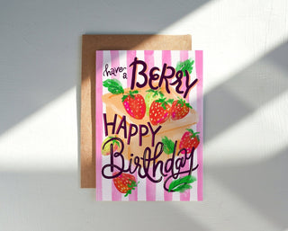 Berry Happy Birthday Card with Strawberries from Jean Choe Art & Design - Other Baby