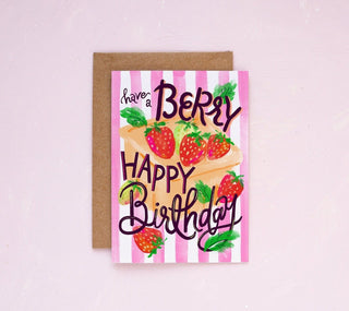 Berry Happy Birthday Card with Strawberries from Jean Choe Art & Design - Other Baby
