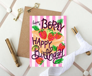 Berry Happy Birthday Card with Strawberries from Jean Choe Art & Design - Other Baby