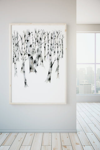 "Birch Forest 3" Art Print: Winter Landscape from Jean Choe Art & Design - Giclée