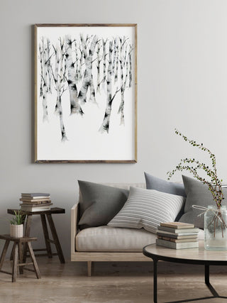 "Birch Forest 3" Art Print: Winter Landscape from Jean Choe Art & Design - Giclée
