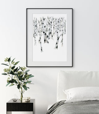 "Birch Forest 3" Art Print: Winter Landscape from Jean Choe Art & Design - Giclée