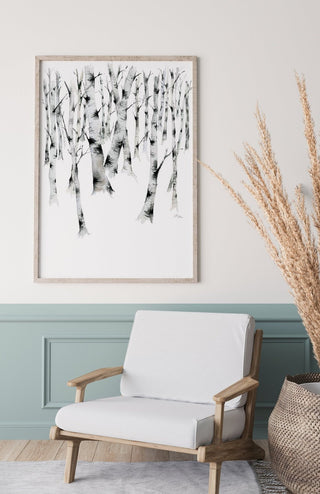 "Birch Forest 3" Art Print: Winter Landscape from Jean Choe Art & Design - Giclée