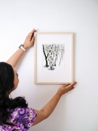 "Birch Forest 4" Art Print: Winter Scene Art from Jean Choe Art & Design - Giclée