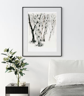 "Birch Forest 4" Art Print: Winter Scene Art from Jean Choe Art & Design - Giclée