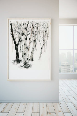 "Birch Forest 4" Art Print: Winter Scene Art from Jean Choe Art & Design - Giclée