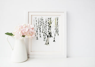 "Birch Forest 5" Art Print: Winter Birch Trees from Jean Choe Art & Design - Giclée