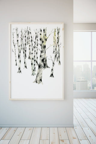 "Birch Forest 5" Art Print: Winter Birch Trees from Jean Choe Art & Design - Giclée
