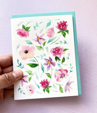 Blank Floral Greeting Card with Anemone and Peonies from Jean Choe Art & Design - Thank You Cards